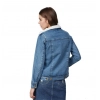 Dropship Women's Denim Washed Long Sleeve Jacket (Blue)