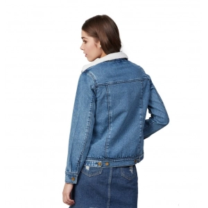 Generic Women's Denim Washed Long Sleeve Jacket (Blue)