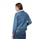Women's Denim Washed Long Sleeve Jacket (Blue) Women's Denim Washed Long Sleeve Jacket (Blue)