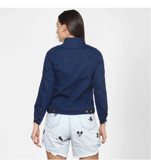 Women's Denim Taping Long Sleeve Jacket (Blue)