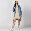 Dropship Women's Denim Washed Long Sleeve Jacket (Blue)