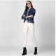 Women's Denim Washed Long Sleeve Jacket (Blue) Women's Denim Washed Long Sleeve Jacket (Blue)