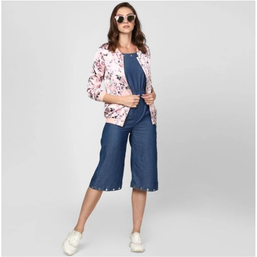Women's Satin Floral 3/4th Sleeve Jacket (Light Pink) Women's Satin Floral 3/4th Sleeve Jacket (Light Pink)
