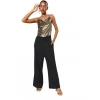 Dropship Women's Polyester Embellished Sleeveless Jumpsuit (Gold)