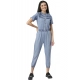 Women's Denim Self Design Tie Ups Jumpsuit (Blue) Women's Denim Self Design Tie Ups Jumpsuit (Blue)