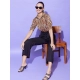Women's Polyester Animal Print Half Sleeve Jumpsuit (Orange - Black)