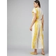 Women's Rayon Striped Short Sleeve Jumpsuit (Yellow - White) Women's Rayon Striped Short Sleeve Jumpsuit (Yellow - White)