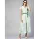 Women's Rayon Striped Short Sleeve Jumpsuit (Green - White) Women's Rayon Striped Short Sleeve Jumpsuit (Green - White)