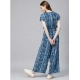 Women's Rayon Tie & Dye Short Sleeve Jumpsuit (Blue) Women's Rayon Tie & Dye Short Sleeve Jumpsuit (Blue)