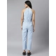 Women's Denim Self Design Sleeveless Jumpsuit (Blue) Women's Denim Self Design Sleeveless Jumpsuit (Blue)
