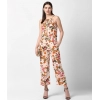 Dropship Women's Polyester Floral Halter Jumpsuit (Peach)