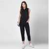 Dropship Women's Denim Solid Sleeveless Jumpsuit (Black)
