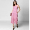 Dropship Women's Polyester Striped Sleeveless Jumpsuit (Pink)