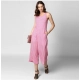 Women's Polyester Striped Sleeveless Jumpsuit (Pink) Women's Polyester Striped Sleeveless Jumpsuit (Pink)