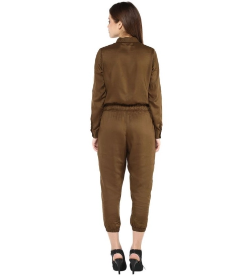 Women's Rayon Solid Long Sleeve Jumpsuit (Olive) Women's Rayon Solid Long Sleeve Jumpsuit (Olive)