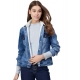 Women's Denim Washed Long Sleeve Jacket (Blue)