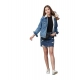 Women's Denim Washed Long Sleeve Jacket (Blue) Women's Denim Washed Long Sleeve Jacket (Blue)