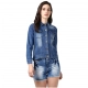Women's Denim Hand Painted Long Sleeve Jacket (Blue) Women's Denim Hand Painted Long Sleeve Jacket (Blue)