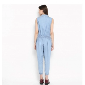 Generic Women's Denim Solid Sleeveless Jumpsuit (Blue)