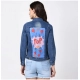 Women's Denim Hand Painted Long Sleeve Jacket (Blue) Women's Denim Hand Painted Long Sleeve Jacket (Blue)