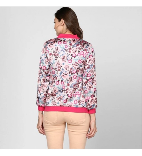 Women's Satin Floral 3/4th Sleeve Jacket (Multicolor)