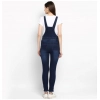 Dropship Women's Denim Solid Dungaree Pant (Blue)