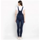 Women's Denim Solid Dungaree Pant (Blue)