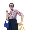 Dropship Women's Polyester Printed 3/4th Sleeve Jumpsuit (Multicolor - Navy)