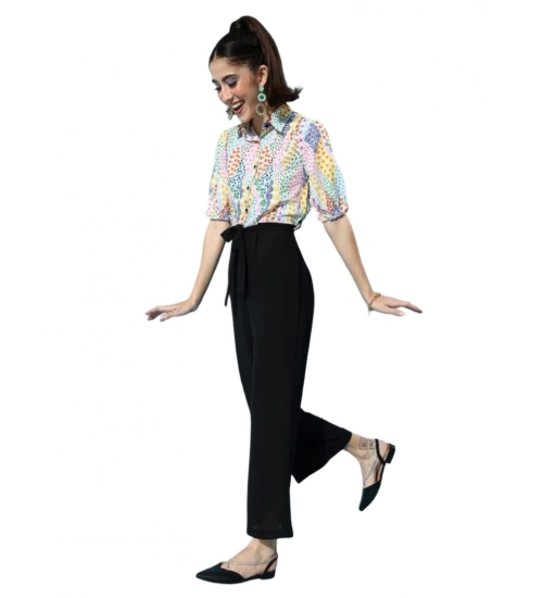 Women's Polyester Printed 3/4th Sleeve Jumpsuit (Multicolor)