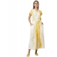 Women's Rayon Striped Short Sleeve Jumpsuit (Yellow - White) Women's Rayon Striped Short Sleeve Jumpsuit (Yellow - White)