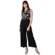 Women's Polyester Embroidered Sleeveless Jumpsuit (Black) Women's Polyester Embroidered Sleeveless Jumpsuit (Black)