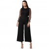 Dropship Women's Polyester Embellished Long Sleeve Jumpsuit (Black)