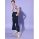 Women's Polyester Printed 3/4th Sleeve Jumpsuit (Multicolor - Navy) Women's Polyester Printed 3/4th Sleeve Jumpsuit (Multicolor - Navy)