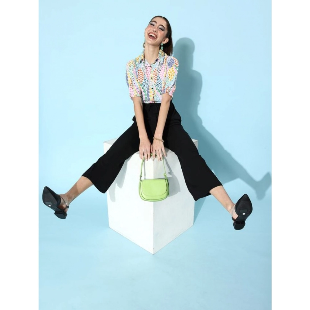 Women's Polyester Printed 3/4th Sleeve Jumpsuit (Multicolor)