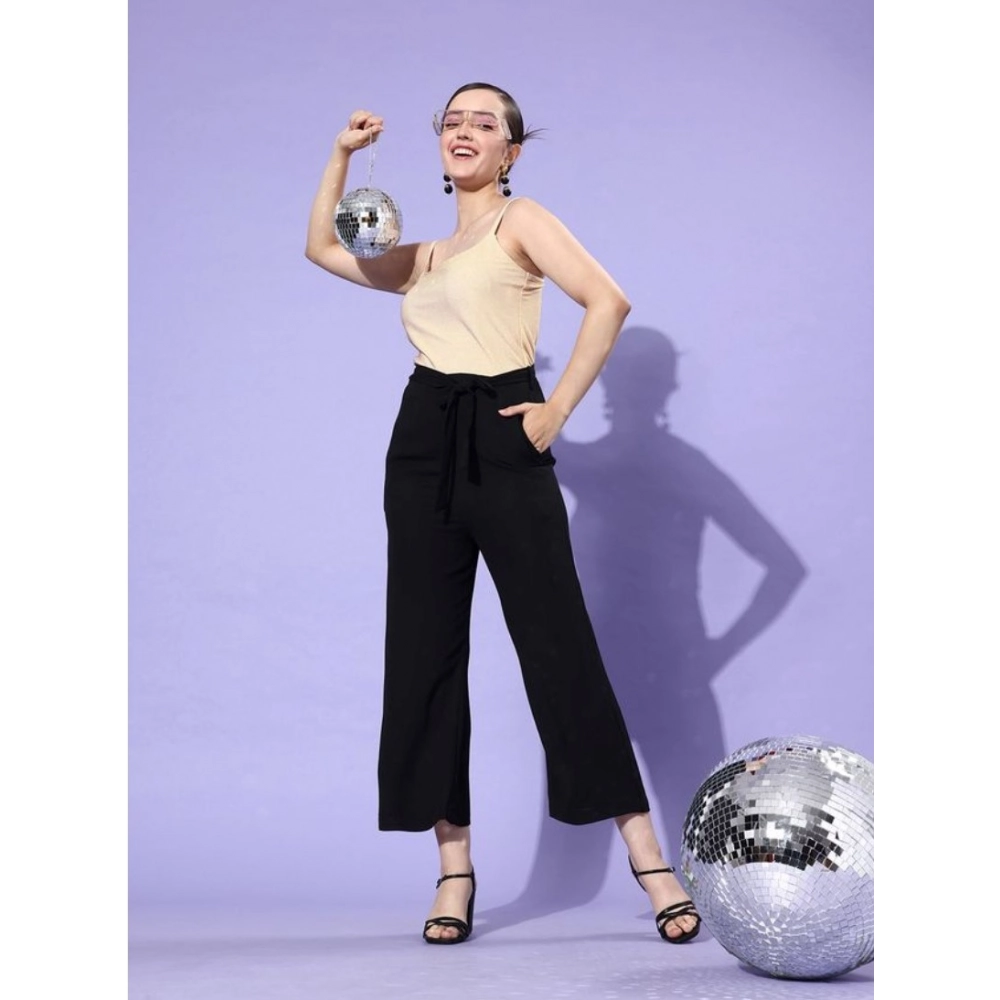 Women's Polyester Embellished Sleeveless Jumpsuit (Gold - Black)