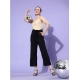 Women's Polyester Embellished Sleeveless Jumpsuit (Gold - Black)