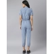 Women's Denim Self Design Tie Ups Jumpsuit (Blue) Women's Denim Self Design Tie Ups Jumpsuit (Blue)