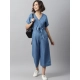 Women's Denim Solid Half Sleeve Jumpsuit (Blue) Women's Denim Solid Half Sleeve Jumpsuit (Blue)