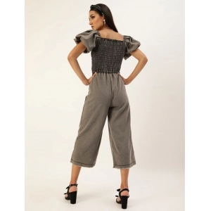 Generic Women's Denim Solid Balloon Sleeve Jumpsuit (Black)