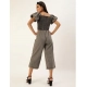 Women's Denim Solid Balloon Sleeve Jumpsuit (Black)