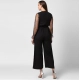 Women's Polyester Embellished Long Sleeve Jumpsuit (Black)