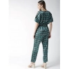 Dropship Women's Polyester Polka Half Sleeve Jumpsuit (Green)