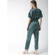 Women's Polyester Polka Half Sleeve Jumpsuit (Green)