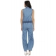 Women's Denim Solid Sleeveless Jumpsuit (Blue) Women's Denim Solid Sleeveless Jumpsuit (Blue)