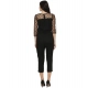 Women's Polyester Self Design 3/4th Sleeve Jumpsuit (Black) Women's Polyester Self Design 3/4th Sleeve Jumpsuit (Black)