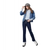Dropship Women's Denim Washed Long Sleeve Jacket (Blue)
