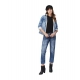 Women's Denim Washed Long Sleeve Jacket (Blue) Women's Denim Washed Long Sleeve Jacket (Blue)