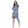 Dropship Women's Denim Washed Long Sleeve Jacket (Blue)