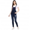 Dropship Women's Denim Solid Dungaree Pant (Blue)