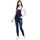 Women's Denim Solid Dungaree Pant (Blue)